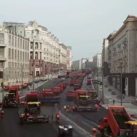 Moskovadaki muazzam yol yapım çalışması