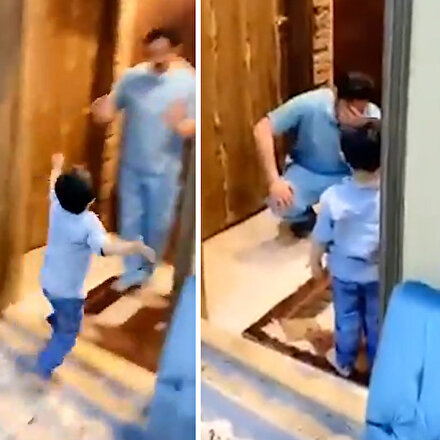 Hastaneden dönen doktor baba, kendisine koşan oğluna sarılamıyor