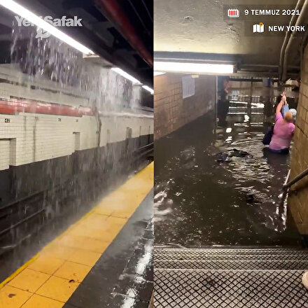 New York metrosu sağanak yağışla sular altında kaldı