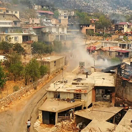 Orman işçilerinin şehit olduğu Gebece Mahallesindeki tahribat havadan görüntülendi