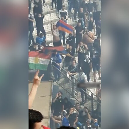 Marsilya-Galatasaray maçındaki provokasyonun videosu ortaya çıktı: Ermenistan ve sözde Kürdistan bayrakları açtılar