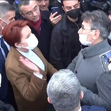 İYİ Partililer Meral Akşenere soru sormak isteyen vatandaşı parmak sallayarak alandan kovdu