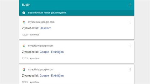 iste google arama gecmisi silme