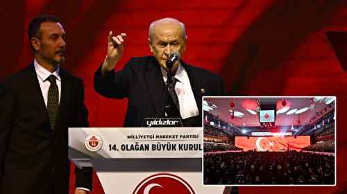 Devlet Bahçeli'den MHP'nin 14. Olağan Büyük Kurultayı'nda Cumhurbaşkanı Erdoğan'a çağrı: Ayrılamazsın Türk milletini yalnız bırakamazsın