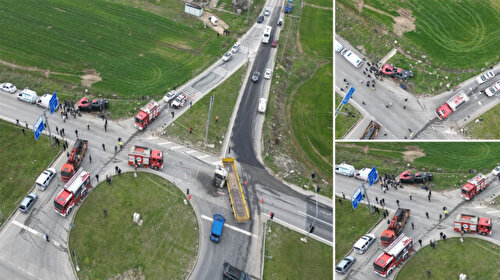 Çok sayıda ölüm ve yaralanmaya sebep olmuştu: Tekirdağ'daki korkunç kaza havadan görüntülendi
