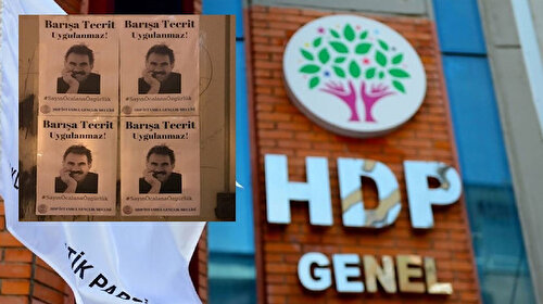 HDP'liler bebek katili Öcalan'ın fotoğrafının bulunduğu afişleri İstanbul'da çeşitli bölgelere asarak özgürlük istedi