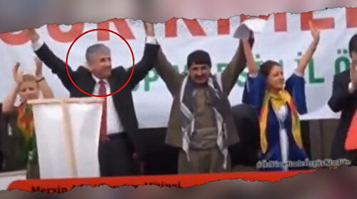 CHP'li Bedrettin Gündeş'in PKK paçavralarının bulunduğu mitingde 'eş başkan' olarak davet edildiği görüntüler ortaya çıktı