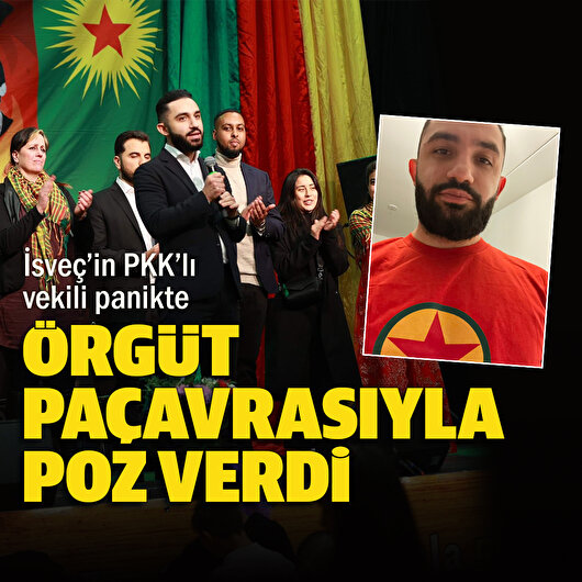 Madrid zirvesi sonrası İsveç'in PKK'lı vekili panikte: Örgüt paçavrasını giyip poz verdi