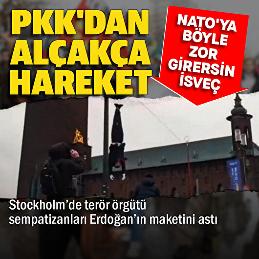 Stockholm’da PKK alçaklığı: Erdoğan’ın maketini astılar