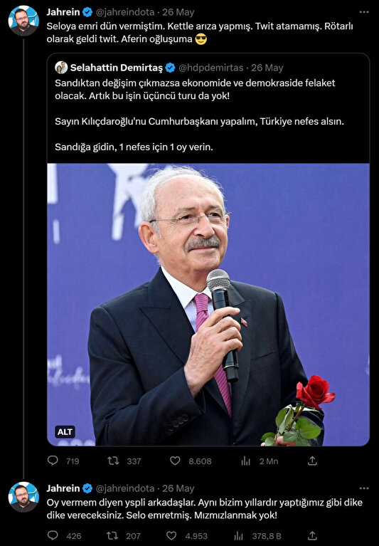 Seçimlerde Kılıçdaroğlu'na oy isteyen Jahrein'den 'U' dönüşü: "Kılıçdaroğlu diktatördür" - Resim : 2