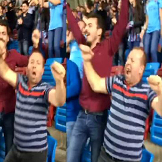 Trabzonspor taraftarının golle birlikte gelen ilginç dans gösterisi