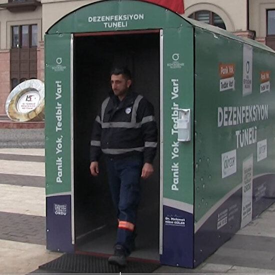 Ordu'da koronavirüse karşı dezenfekte tüneli yapıldı