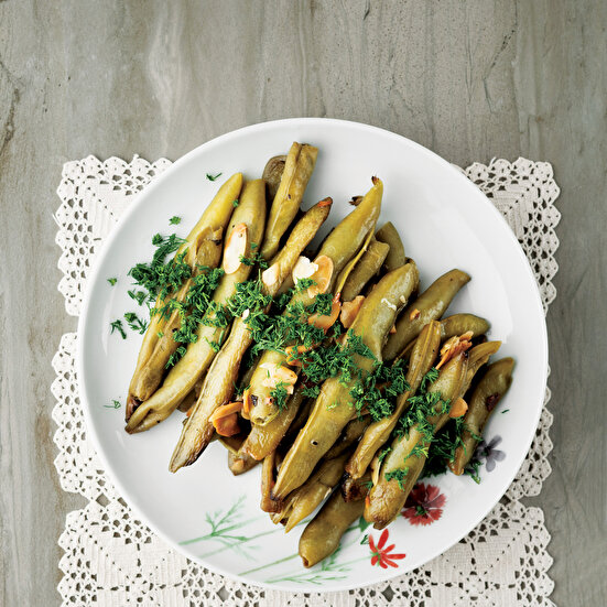 Fırın Poşetinde Bademli Taze Bakla