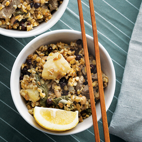 Enginarlı Yapraklı Etli Pilav