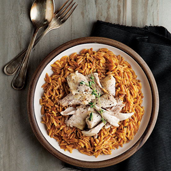 Safranlı Tavuklu Arpa Şehriye Pilavı