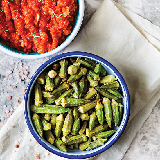 Domates Soslu Bamya Kızartması