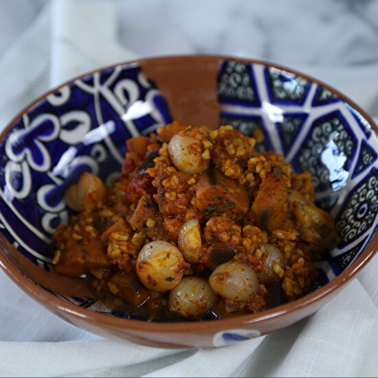 Patlıcanlı Bulgur Pilavı