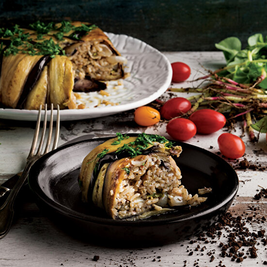 Taze Otlu Patlıcanlı Pilav