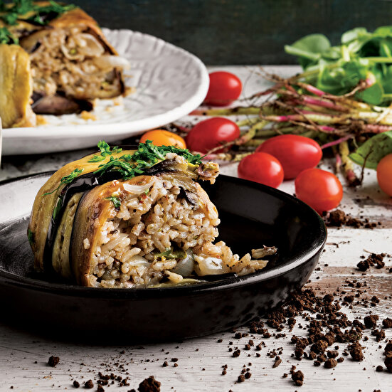 Taze Otlu Patlıcanlı Pilav