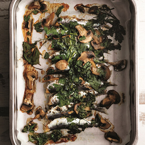 Fırında Mantarlı Sardalya