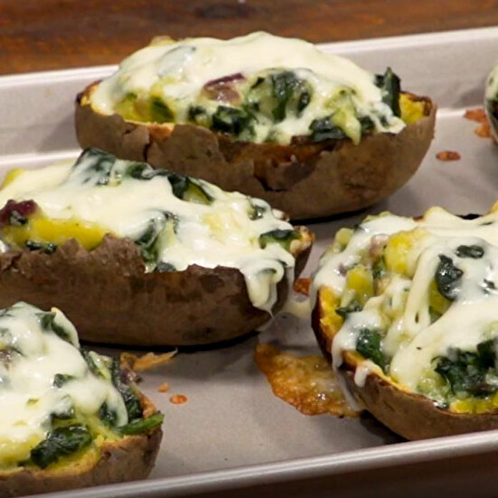 Ispanak Dolgulu Köz Patates