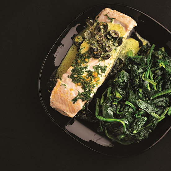 Ispanaklı Kremalı Somon Balığı