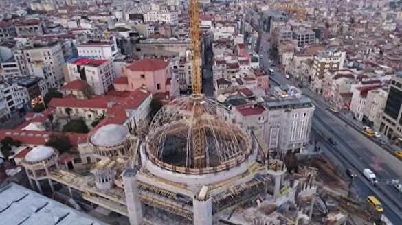 Taksim Camii yükseliyor... Son durum havadan görüntülendi