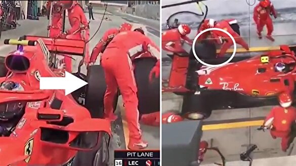 Kimi Raikkonen'in, mekanikerin bacağını ezdiği en net görüntüler