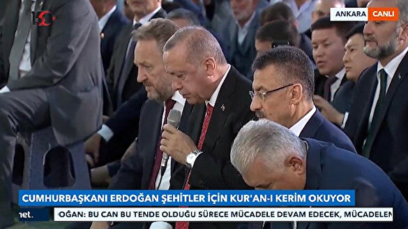 Cumhurbaşkanı Erdoğan'dan şehitlerimiz için Kur'an-ı Kerim tilaveti