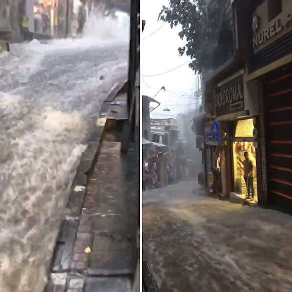 Sağanak yağışın boyutu vatandaşın kamerasına yansıdı