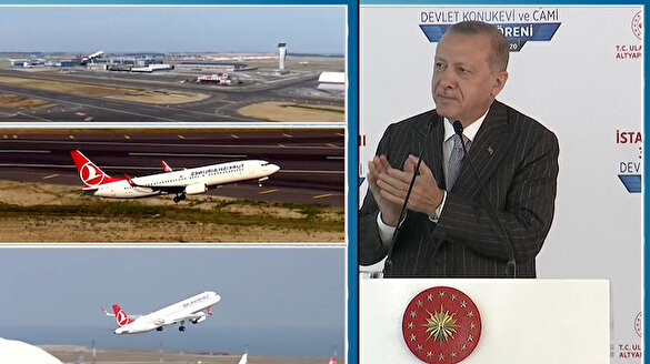İstanbul Havalimanı 3'üncü pisti açıldı: 3 pistte de yer alan uçakların iznini Cumhurbaşkanı Erdoğan verdi