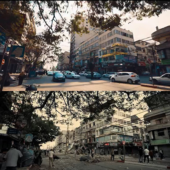 Gazze'de bir cadde: İsrail saldırılarından önce ve sonra