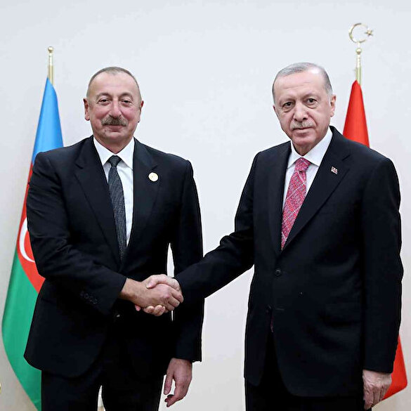 Türkmenistan'daki Cumhurbaşkanı Erdoğan ile Aliyev'in görüşmesinden görüntüler
