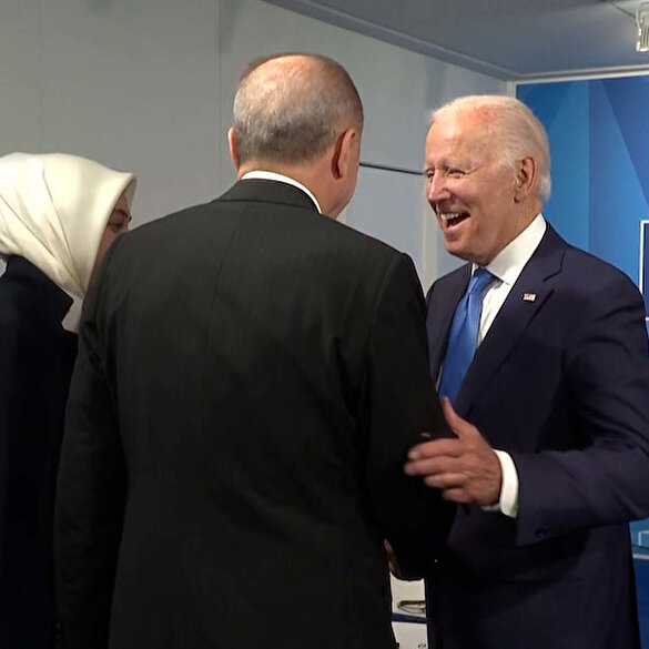 Cumhurbaşkanı Erdoğan ile Biden arasındaki görüşmeden ilk kareler