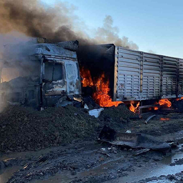 Afyonkarahisar'da buğday yüklü TIR alev topuna döndü