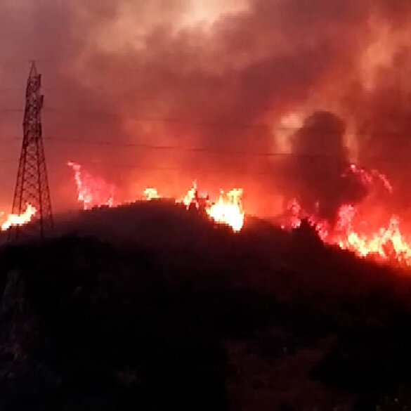 Söke'deki yangın rüzgarın şiddetiyle büyüdü:  Gece görüşlü yangın söndürme helikopterleri bölgeye sevk edildi