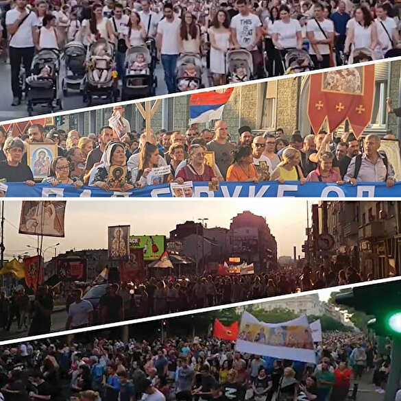 Belgrad halkı 50 bin kişiyle LGBT'ye karşı yürüyüş gerçekleştirdi