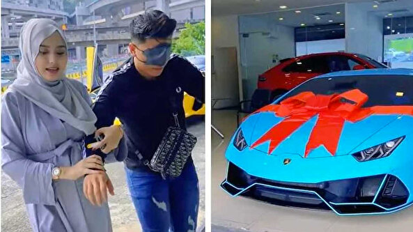 Hamile kadın kendisine destek olan eşine 7 milyon TL'lik otomobil hediye etti