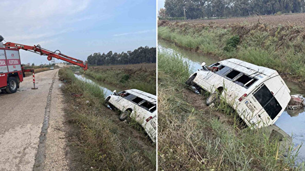 Adana’da korkunç kaza: Tarım işçilerini taşıyan minibüs kanala uçtu | 18 yaralı