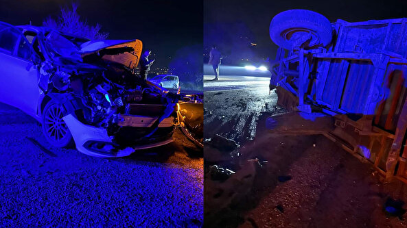 Tokat'ta korkutan kaza: Otomobil traktöre ok gibi saplandı