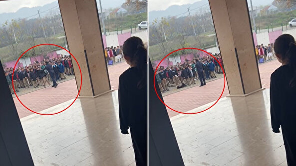 Okulda skandal görüntüler: Öğrenciyi yakasından tutup yere savurdu! Görevden uzaklaştırıldı