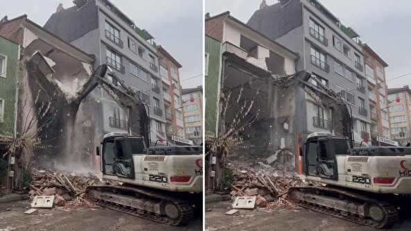 Yıkım değil aksiyon filmi: Bursa'da 4 katlı bina zemininden yıkılınca, üst katlar havada asılı kaldı