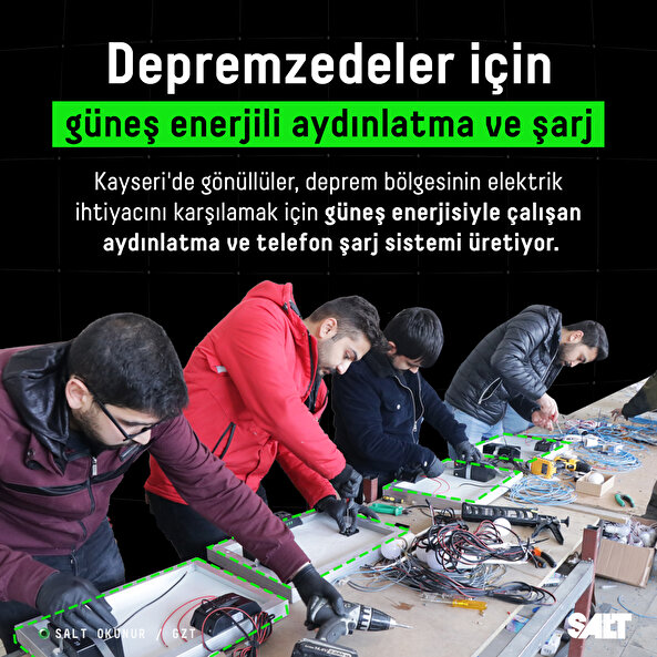 Depremzedeler için güneş enerjili aydınlatma ve şarj 
