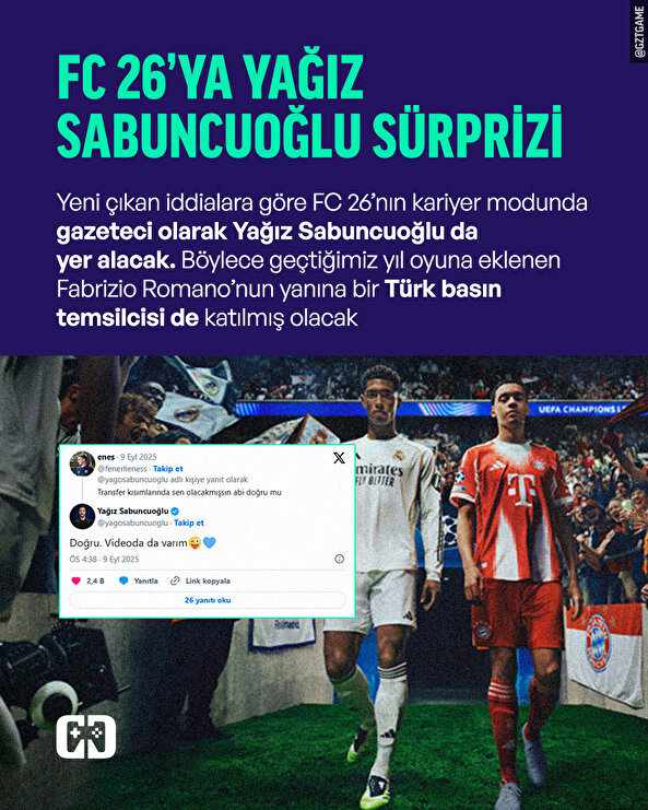 FC 26'nın kariyer moduna Yağız Sabuncuoğlu ekleniyor