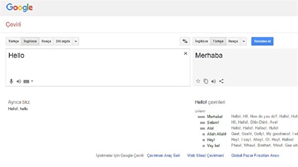 google translate ile turkce ingilizce