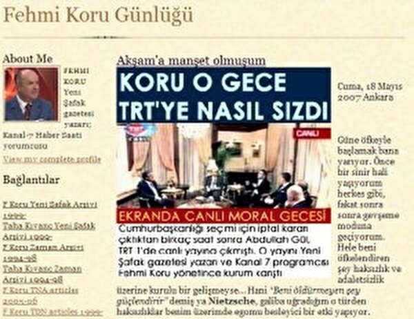 Koru'nun kişisel 'blog'u yayında