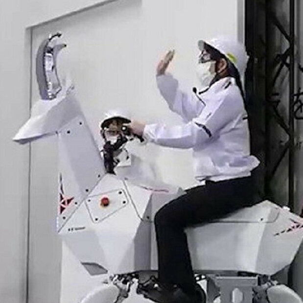 Rideable goat robot developed by Kawasaki wows visitors at ...