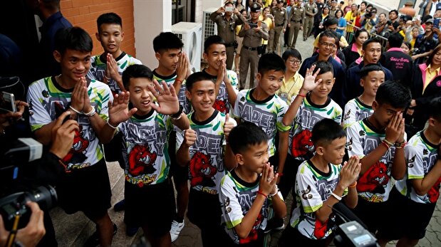 Thailand's cave boys leave hospital for first public appearance