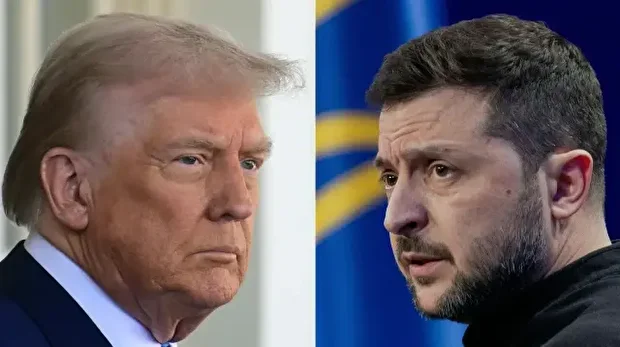 Cette combinaison d'images créée le 25 février 2025 montre le président américain Donald Trump (à gauche) le 24 février 2025 et le président ukrainien Volodymyr Zelensky (à droite) le 23 février 2025. L'Ukraine va entamer des pourparlers en Suisse avec les États-Unis sur les moyens de mettre fin à la guerre, a déclaré un négociateur ukrainien le 22 novembre 2025.