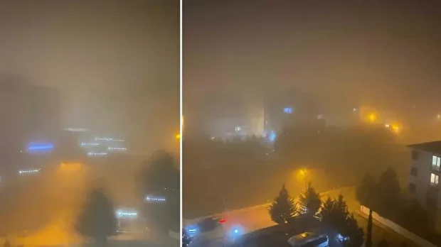  Bursa'nın Yenişehir ilçesinde yoğun sis nedeniyle görüş mesafesi bir metreye kadar düştü.